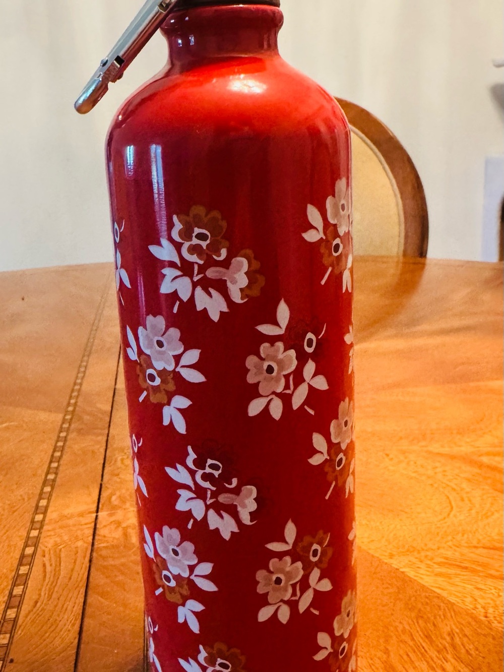 Red Floral Metal Water Bottle - Home Accents